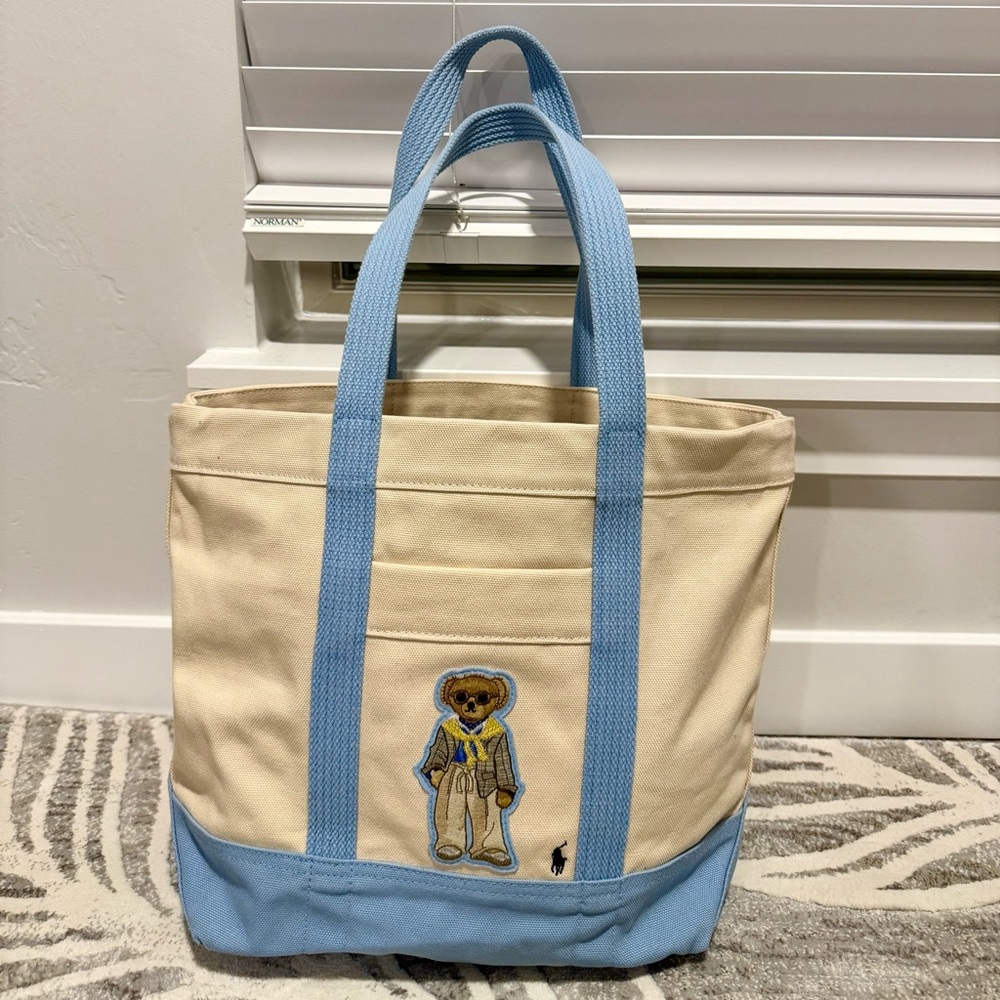 Polo by Ralph Lauren Cream and Blue Tote Bag